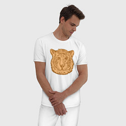 Пижама хлопковая мужская Coffee Tiger, цвет: белый — фото 2
