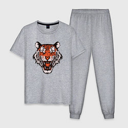 Пижама хлопковая мужская Tiger Soul, цвет: меланж