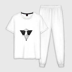Пижама хлопковая мужская НЛО треугольник, цвет: белый