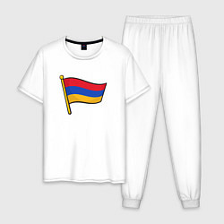 Пижама хлопковая мужская Флаг Армении, цвет: белый