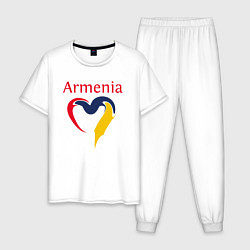Пижама хлопковая мужская Armenia Heart, цвет: белый