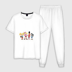Пижама хлопковая мужская Эй, Арнольд с друзьями, цвет: белый