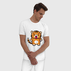 Пижама хлопковая мужская Милый тигренок - символ года 2022, цвет: белый — фото 2