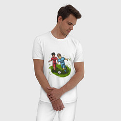 Пижама хлопковая мужская Маленькие футболисты, цвет: белый — фото 2