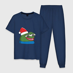 Пижама хлопковая мужская Pepe, pepe happy, Пепе хеппи, pepe happy new year, цвет: тёмно-синий