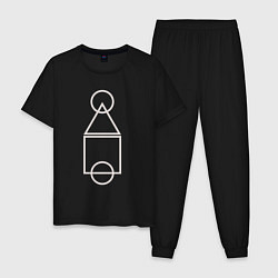 Пижама хлопковая мужская Игра в кальмара: схема, цвет: черный