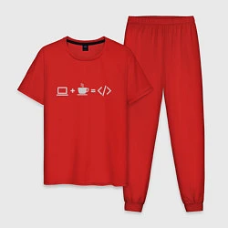Пижама хлопковая мужская Уравнение, цвет: красный