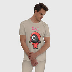 Пижама хлопковая мужская Squid game funny, цвет: миндальный — фото 2