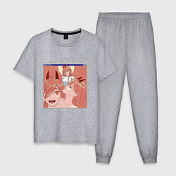 Пижама хлопковая мужская Паувер из человек бензопила, цвет: меланж