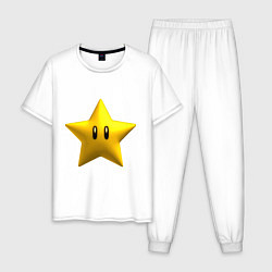Пижама хлопковая мужская PowStar, цвет: белый