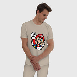 Пижама хлопковая мужская MarioFace, цвет: миндальный — фото 2