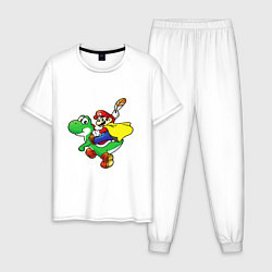Пижама хлопковая мужская Yoshi&Mario, цвет: белый