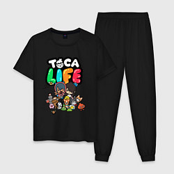 Пижама хлопковая мужская Toca Life, цвет: черный