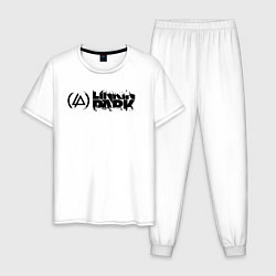 Пижама хлопковая мужская Линкин Парк Лого ЧБ Рок Linkin Park, цвет: белый