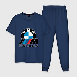 Пижама хлопковая мужская BMW BOSS, цвет: тёмно-синий