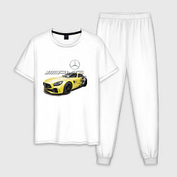 Пижама хлопковая мужская Mercedes V8 BITURBO AMG Motorsport, цвет: белый