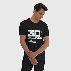 Пижама хлопковая мужская 30 Seconds To Mars logo, цвет: черный — фото 2