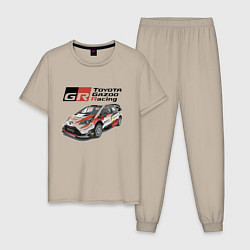 Пижама хлопковая мужская Toyota Yaris Racing Development, цвет: миндальный