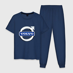 Пижама хлопковая мужская Volvo, логотип, цвет: тёмно-синий