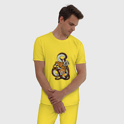 Пижама хлопковая мужская Змея и Тигр, цвет: желтый — фото 2