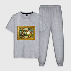 Пижама хлопковая мужская Michelangelo & Covid 1, цвет: меланж