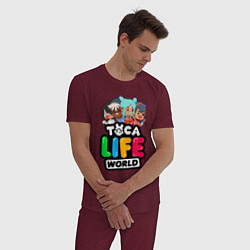 Пижама хлопковая мужская TOCA LIFE WORLD ТОКА ЛАЙФ ВОРЛД ПЕРСОНАЖИ, цвет: меланж-бордовый — фото 2