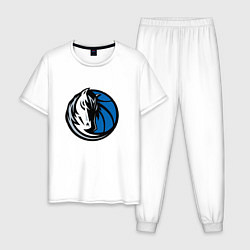 Пижама хлопковая мужская Даллас Маверикс логотип, цвет: белый
