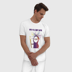 Пижама хлопковая мужская Смерть с бантом, цвет: белый — фото 2
