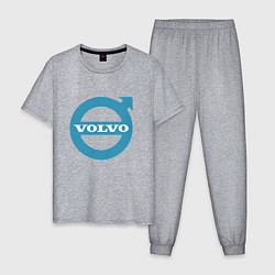 Пижама хлопковая мужская Volvo логотип, цвет: меланж