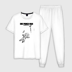 Пижама хлопковая мужская Усталость Тацумаки One Punch-Man, цвет: белый