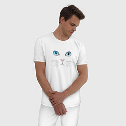 Пижама хлопковая мужская Белый кот 01, цвет: белый — фото 2