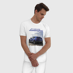 Пижама хлопковая мужская Lamborghini Urus Sport, цвет: белый — фото 2