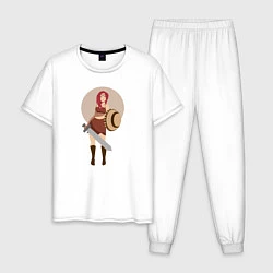 Пижама хлопковая мужская Амазонка Селли, цвет: белый
