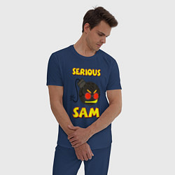 Пижама хлопковая мужская Serious Sam Bomb Logo, цвет: тёмно-синий — фото 2