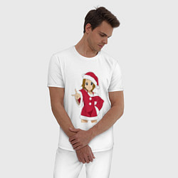 Пижама хлопковая мужская Анимешная девочка Санта, цвет: белый — фото 2