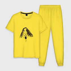 Пижама хлопковая мужская Прикольная девочка, цвет: желтый
