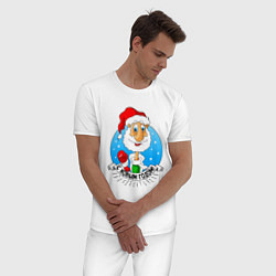 Пижама хлопковая мужская Зимний Год, цвет: белый — фото 2