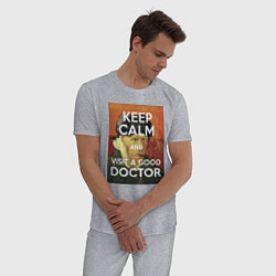Пижама хлопковая мужская Успокойся и сходи к хорошему доктору!, цвет: меланж — фото 2