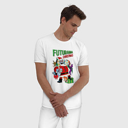 Пижама хлопковая мужская Christmas Futurama, цвет: белый — фото 2