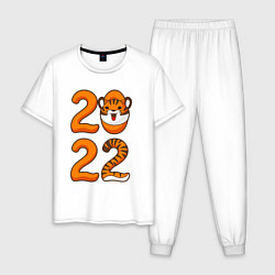 Пижама хлопковая мужская Тигр 2022, цвет: белый