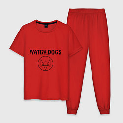 Пижама хлопковая мужская Watch Dogs, цвет: красный