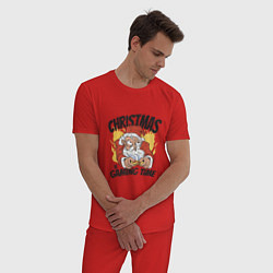 Пижама хлопковая мужская Gaming Santa, цвет: красный — фото 2