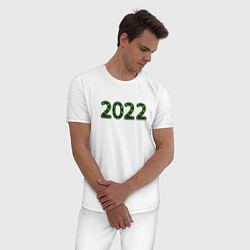 Пижама хлопковая мужская 2022 Еловые цифры, цвет: белый — фото 2