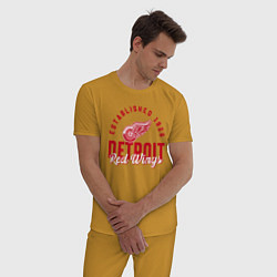 Пижама хлопковая мужская Detroit Red Wings Детройт Ред Вингз, цвет: горчичный — фото 2