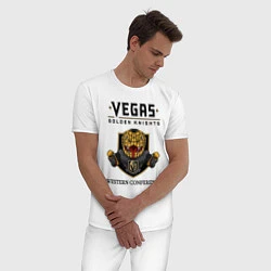 Пижама хлопковая мужская Vegas Golden Knights Вегас Золотые Рыцари, цвет: белый — фото 2