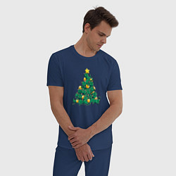 Пижама хлопковая мужская Christmas Tree Made Of Green Cats, цвет: тёмно-синий — фото 2