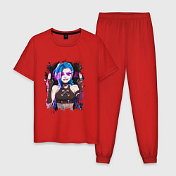 Пижама хлопковая мужская JINX SHOOT ARCANE LOL, цвет: красный