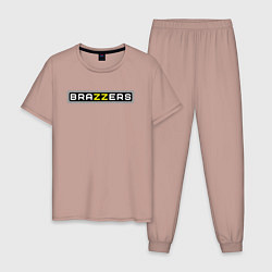Пижама хлопковая мужская Brazzers, цвет: пыльно-розовый