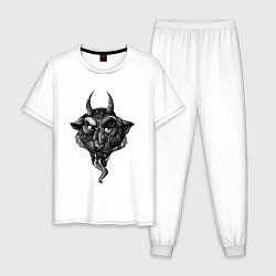 Пижама хлопковая мужская Волк-монстр, цвет: белый