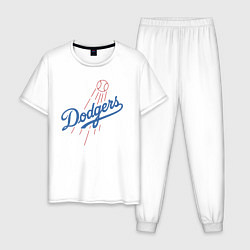 Пижама хлопковая мужская Los Angeles Dodgers baseball, цвет: белый